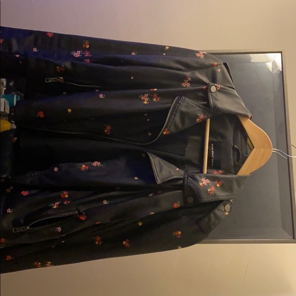 Floral leather jacket